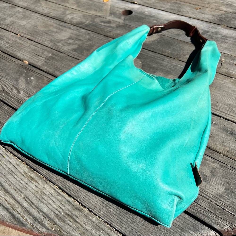 Nardelli Teal Italian Calf Leather Shoulder Bag hobo unstructured